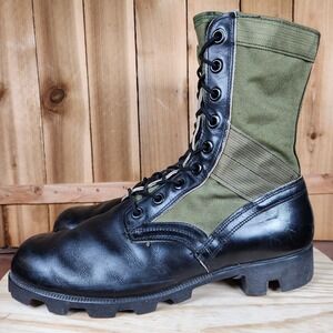 Vintage Ro-Search Jungle Combat Boots Mens 10 W Lace Up Black Leather Military